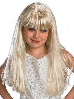 Girls Hannah Montana Wig straight long blonde hair