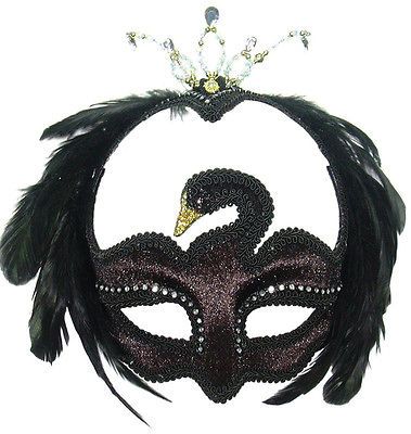 BLACK SWAN EYE MASK BALLET FANCY DRESS