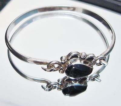 WONDERFUL 925 SILVER BLACK ONYX BANGLE WOMENS BRACELET