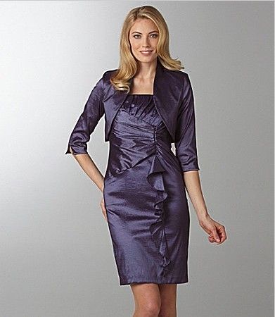 Mother of the Bride ELEGANT PERIWINKLE TAFFETA SHIMMER BOLERO & DRESS