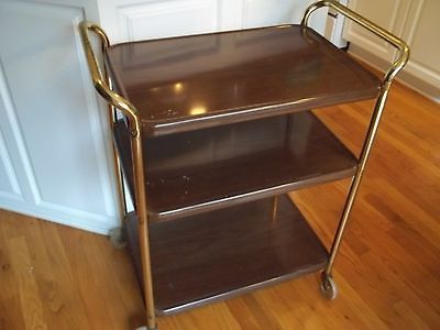 Vintage Metal 3 Tier Kitchen Cart w/ Casters Wheels