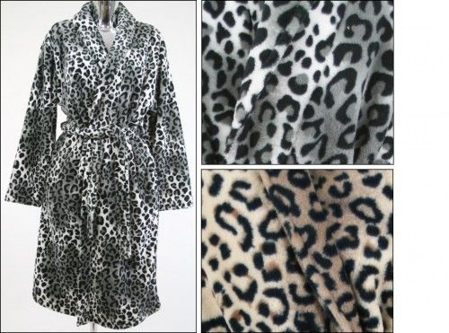 LADIES LEOPARD PRINT DRESSING GOWN HOUSE COAT SIZES 8 20