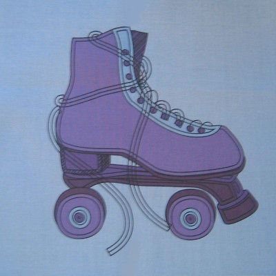 Girls Roller SKATE Skating~6.5 Fabric Quilt Panel Block~ RETRO 60s