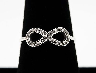 Sign 0.20CT Round DIAMOND RING 14K WHITE GOLD UNIQUE infinity Sign