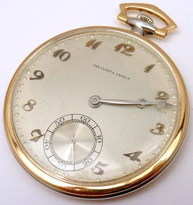 AMAZING VCA VAN CLEEF 18k GOLD 2 TONE TISSOT POCKET WATCH