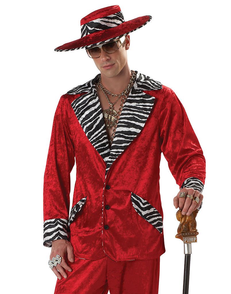 Pimp Old School Red Suit Adult Mens Outfit Halloween Costume on PopScreen