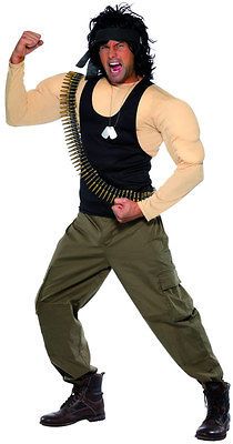 Rambo Mens Fancy Dress Licensed Costume Action Hero John Rambo Outfit