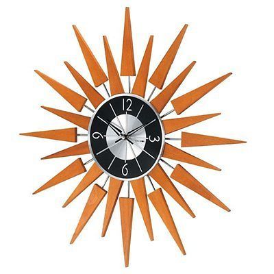 George Nelson wood ATOMIC sunburst 2 Clock 50s 60s mod