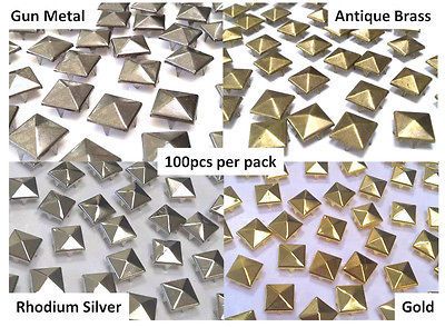 100 x Pyramid, Punk, Rock, Leather Bag Shoe Studs CRAFT Biker Fashion