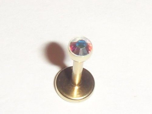 ZIRCON GOLD™ LABRET TRAGUS STUD ~ 1.2mm AB CRYSTAL