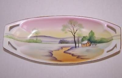 Meito China Hand Painted RELISH DISH 8 Creek Cottage Antique Vintage