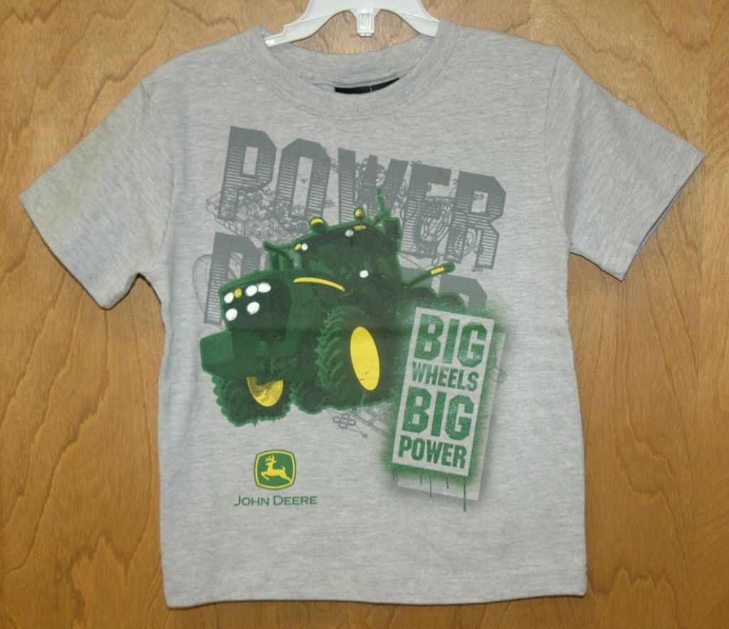 NEW Gray John Deere BOYS Big Wheels Big Power Tractor T Shirt Sizes 4