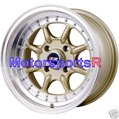 16 x 8 XXR 002 Gold Wheels Rims Deep Dish Step Lip Old School 4x4.5 ET