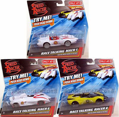 Hot Wheels Speed Racer RACE TALKING LOT of 3 NEW Mattel Mach 5 Mach 6