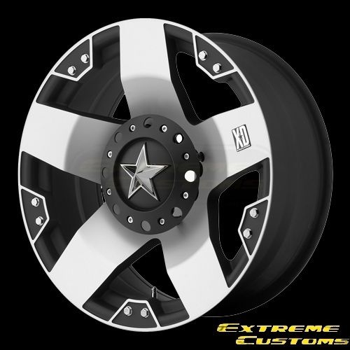 XD775 Rockstar Black Machined 5 6 8 Lug Wheels Rims Free Lugs