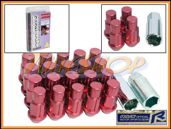 Wheel Lock Lug Nuts 12x1 25 1 25 Acorn Rim Dura 20 Red N