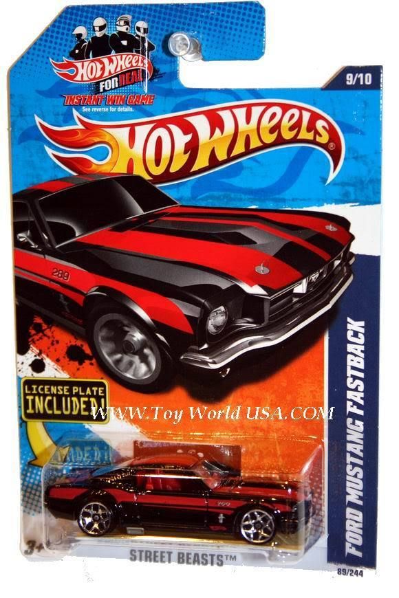 2011 Hot Wheels Street Beast #89 Ford Mustang Fastback black license