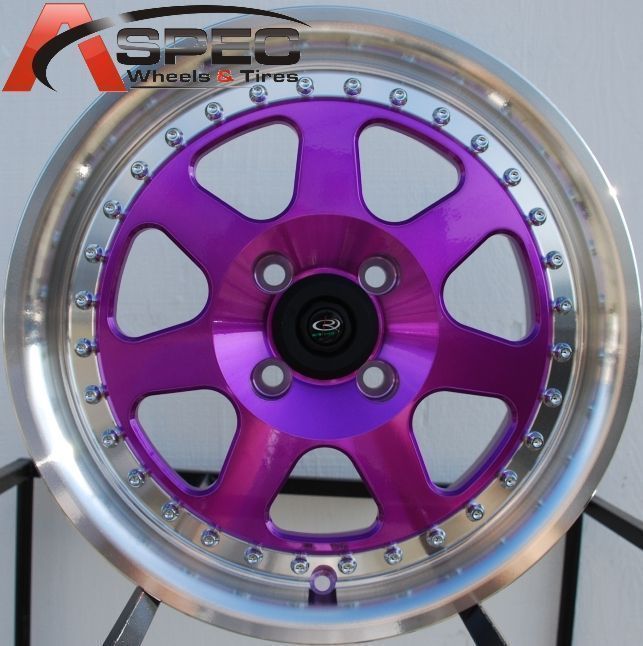 16x7 Rota J Mag Wheels 4x100 Purple Rims ET40MM Fits 4 Lug Integra