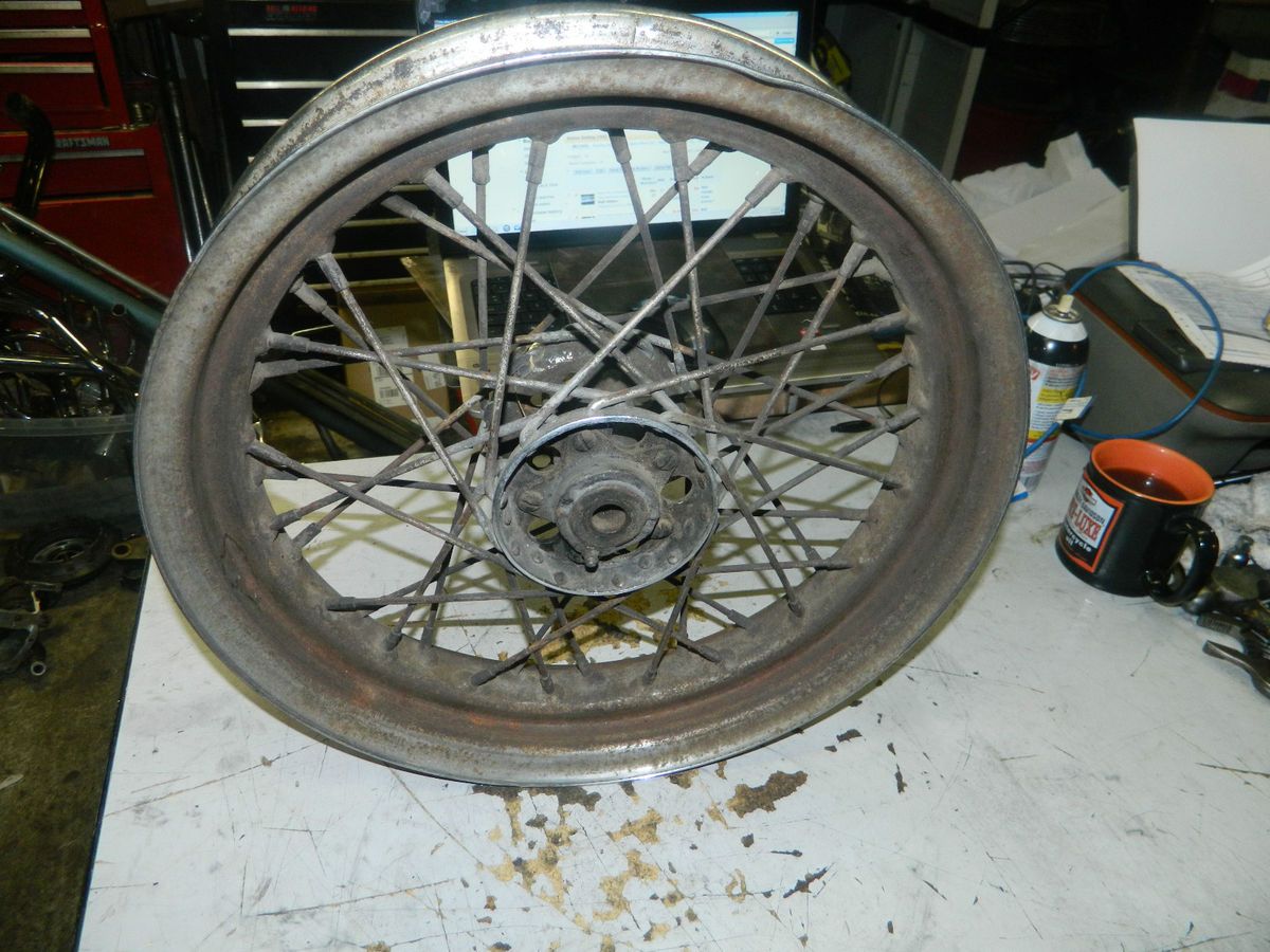 57 Harley Star Hub Wheel Flathead UL Knucklehead Panhead Hub Rusty Rim
