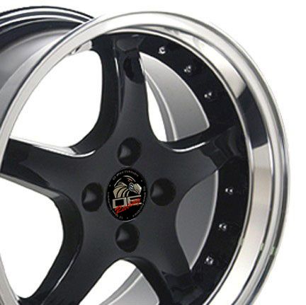 17 x 9 Black 4 Lug Staggered Cobra Wheels Rim Fits Mustang® 79   93