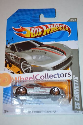 Chevy C6 Corvette Silver 2012 Hot Wheels H Case Code Cars