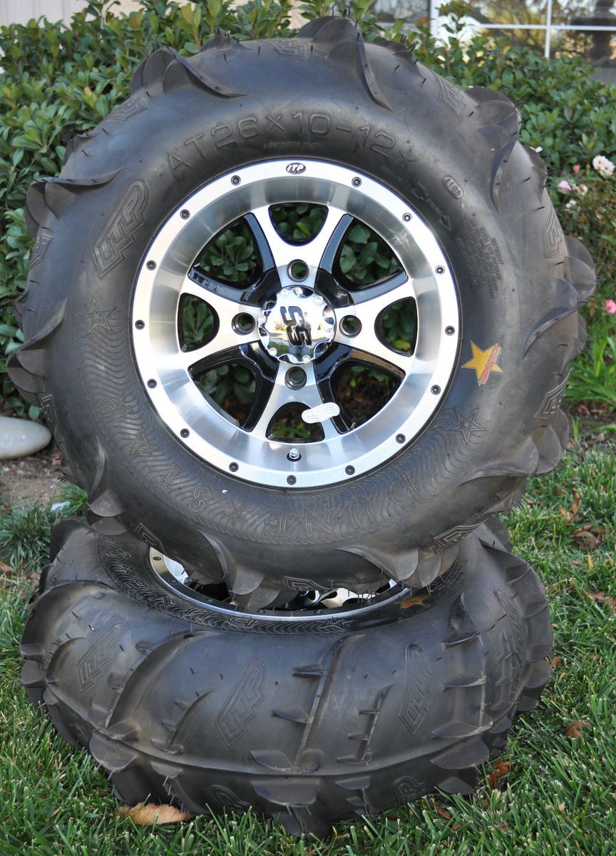 Machined Black SS108 ITP Wheels with ITP Dune Star Sand Tires