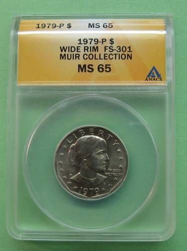 1979 P SBA $1 Wide Rim FS 301 ANACS MS65