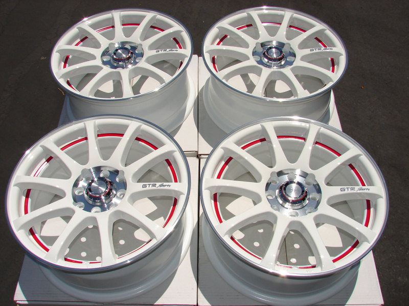 4x114 3 White Effect Rims Black Scion XA XB Red Protege Spectra Wheels