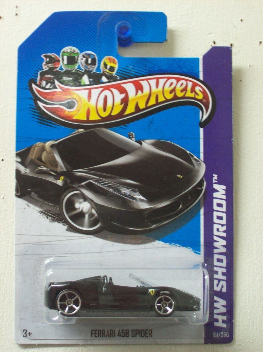 HOT WHEELS 2013 FERRARI 458 SPIDER BLACK VARIATION ALL BLACK #151