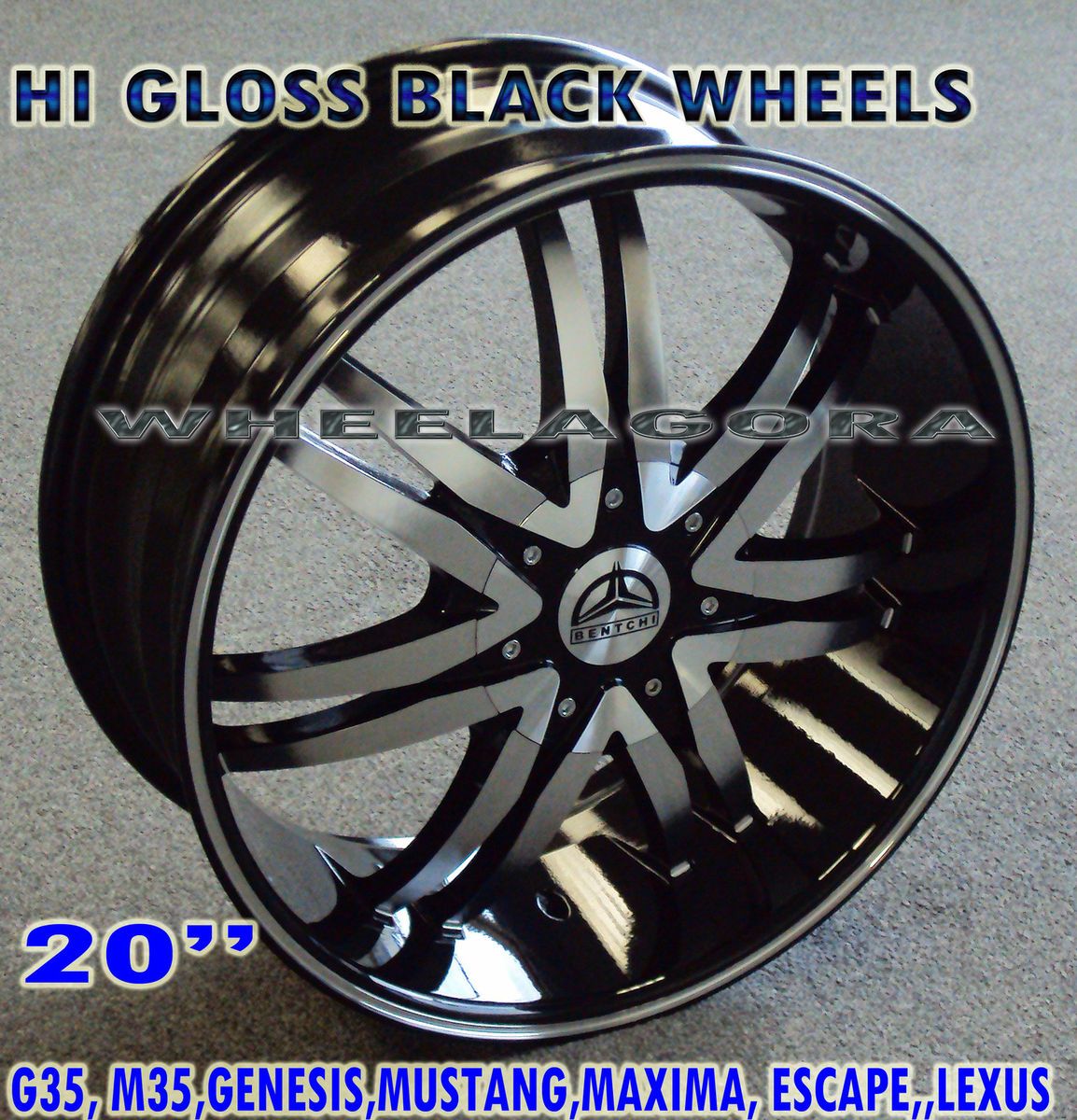 20 Rims Black B14 Soul G35 350Z Mustang M35 Lexus GS Civic Maxima