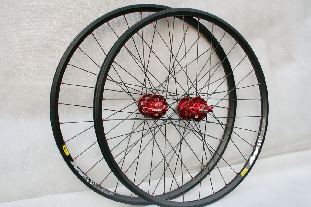 Mavic 317 Disc Wheelset Fastace Red Hub Pillar Black Spoke Hand Built