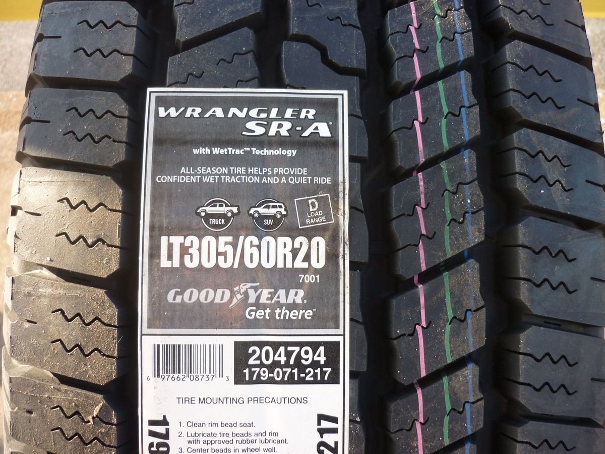 New Lt 305 60 20 Goodyear Wrangler SR A blackwall 8 Ply Tires