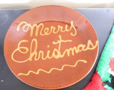 Lester Breininger Redware Merry Christmas Plate Signed and Dated